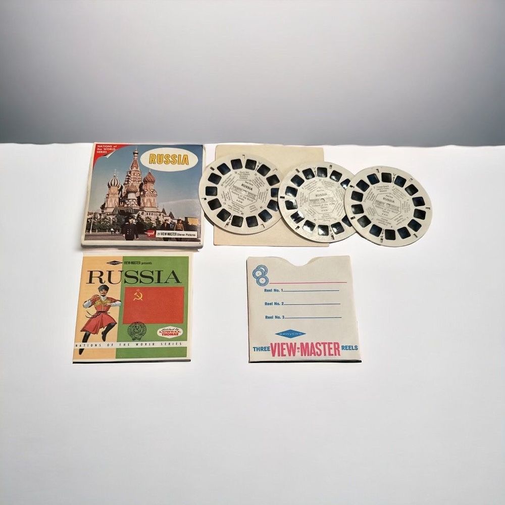 ViewMaster RUSSIA  3 Pc Set w/ 16 Page Color Booklet 21 Stereo Pictures 1970